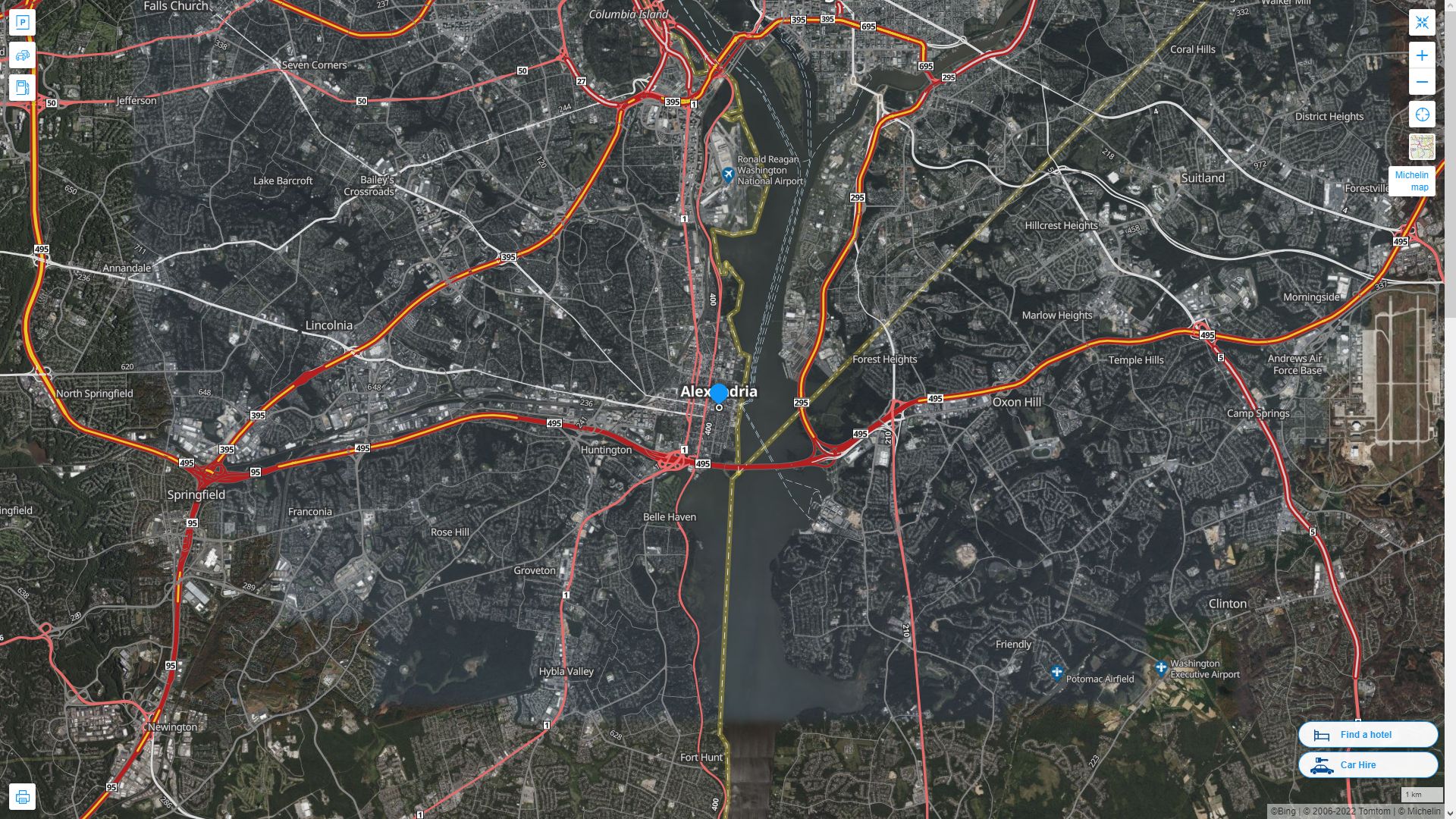 Alexandria Virginia Highway and Road Map with Satellite View
